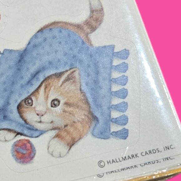 Sealed NEW Vintage Hallmark Stickers Sweet Playful Kitty Cats Kittens Yarn Mice - Picture 2 of 3